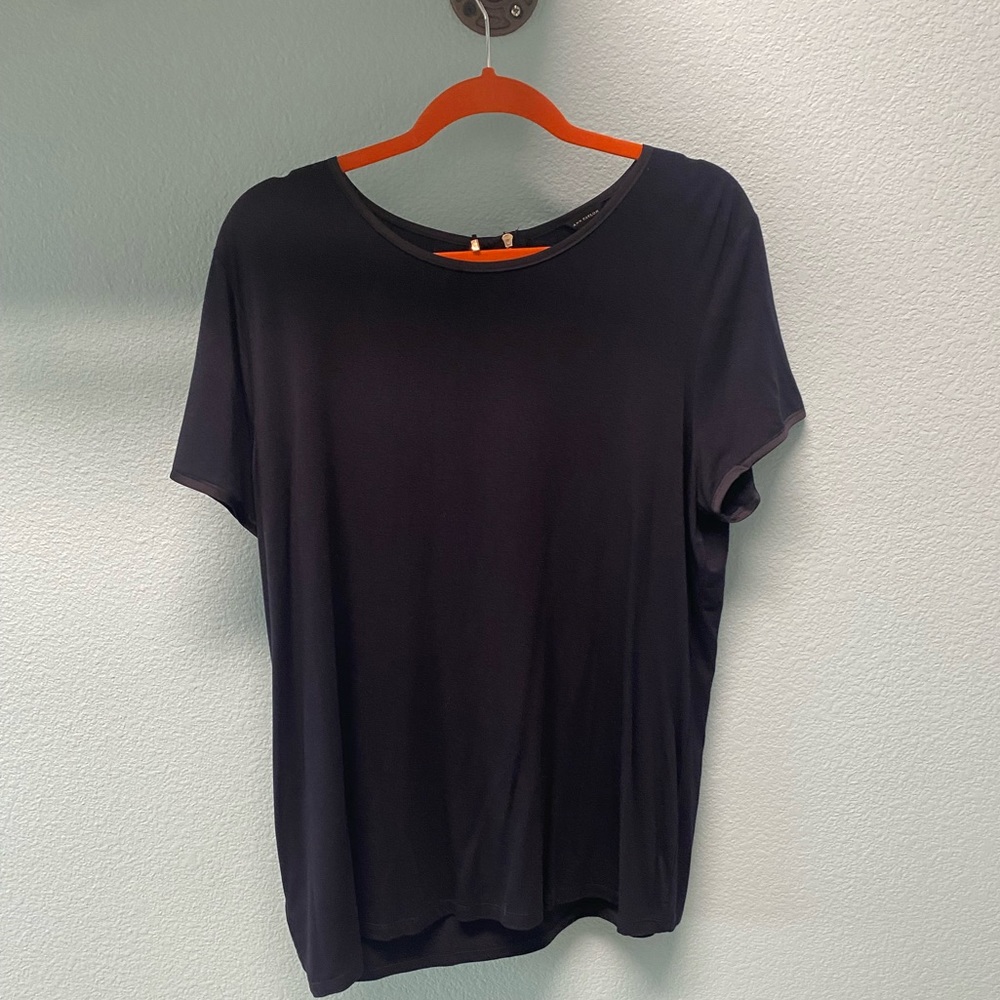 Navy Ann Taylor Top with zipper detail NWOT